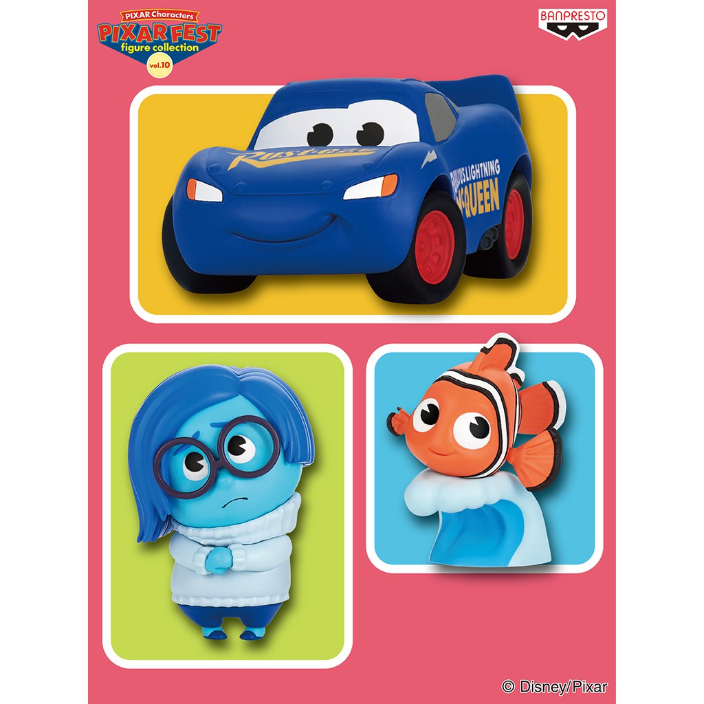 Mô hình chính hãng Bộ Sưu Tập PIXAR FEST vol.10 - nhân vật Nemo, Lightning McQueen Sphero, Sadness - hãng BANPRESTO