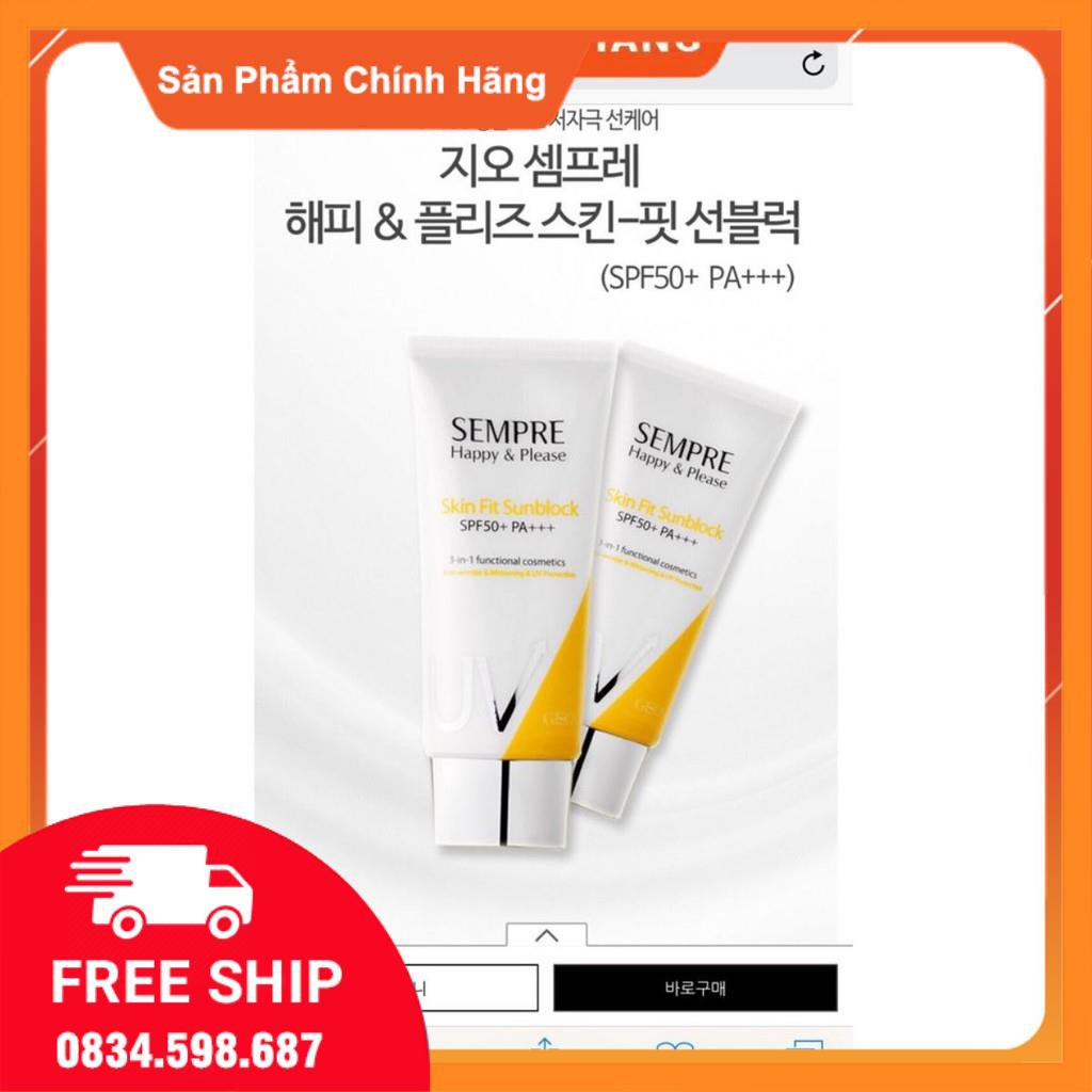 [CHÍNH HÃNG] Kem Chống Nắng Dưỡng trắng da Geo Lamy Sempre Happy & Please Skin Fit Sunblock SPF50+ PA+++ (100g)