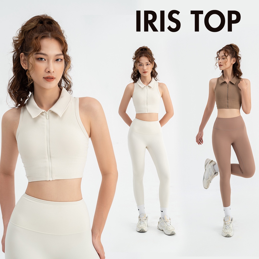Áo tập bra gym yoga thể thao nữ Iris Top dây kéo khoá có mút độn Today U Wear