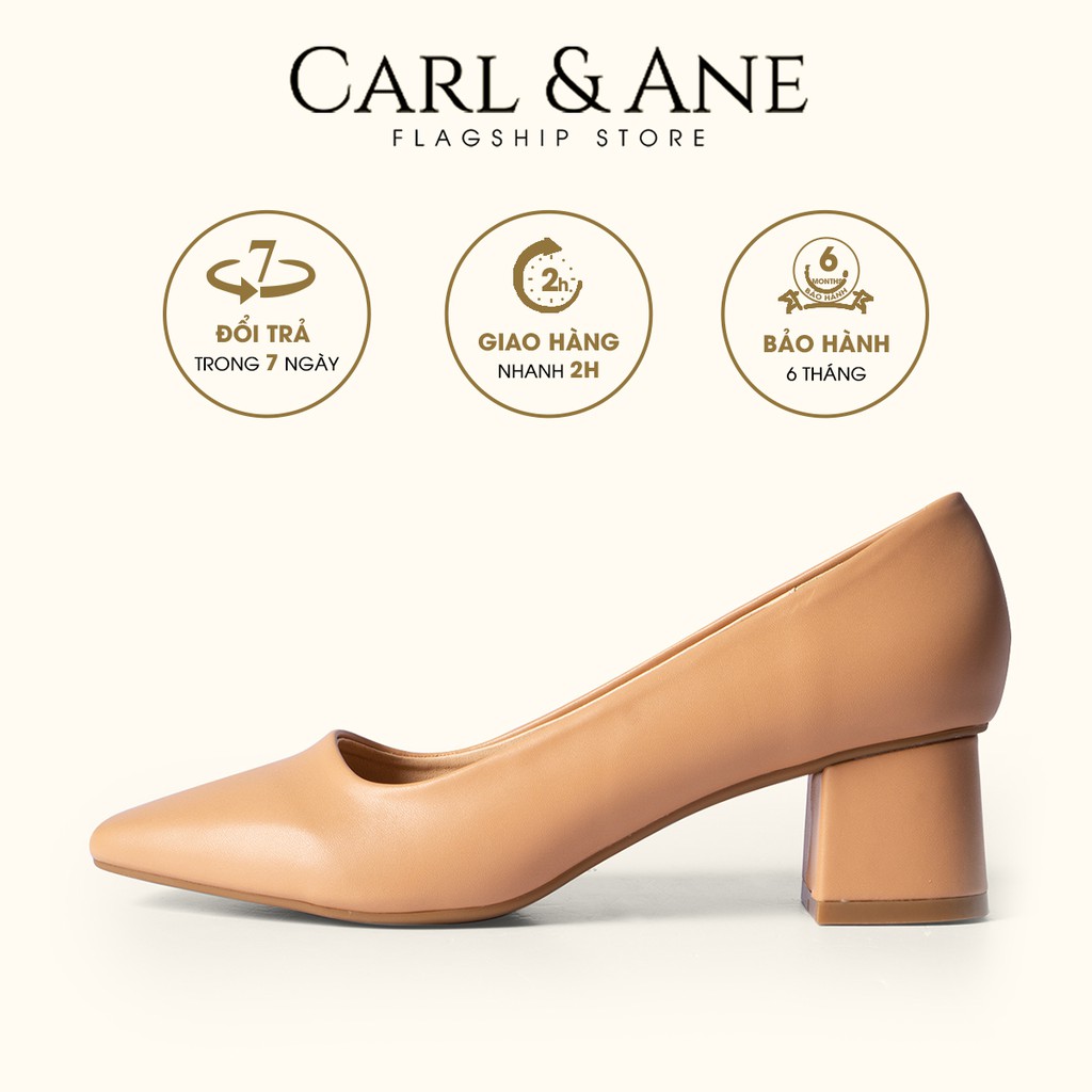 Carl &amp; Ane - Giày cao gót thời trang nữ basic dễ phối cao 5cm màu bò _ CP004