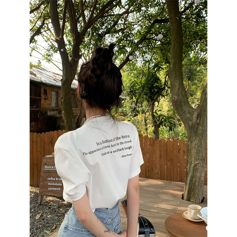 B&amp;G Áo Thun NgắN Tay DáNg RộNg ĐíNh NúT Kim LoạI 2022 Áo phông Nữ JL-TX-163