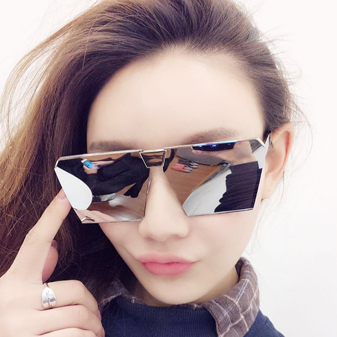 Kính mát cỡ lớn tròng vuông nhiều màu sắc