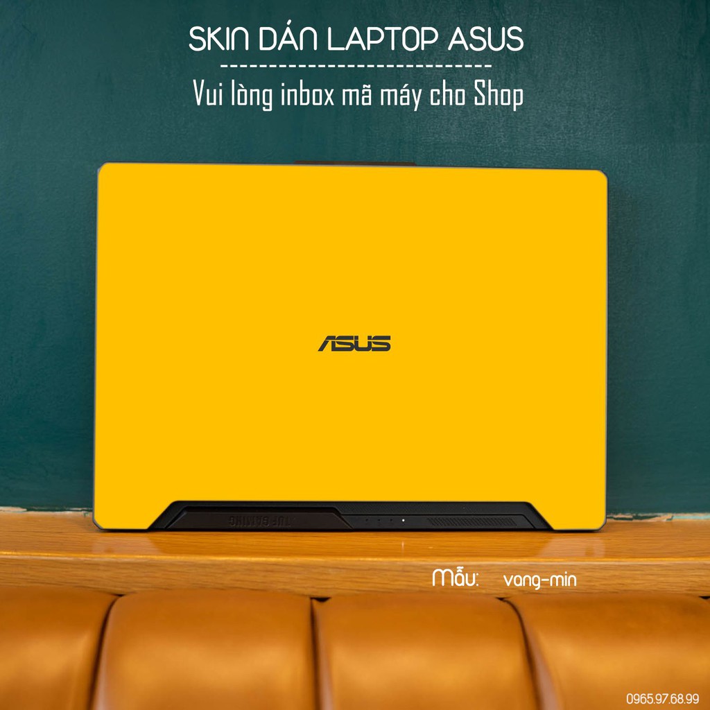 Skin dán Laptop Asus in màu vàng mịn (inbox mã máy cho Shop)