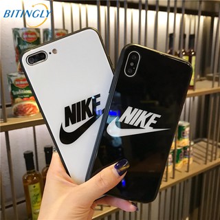 Glossy Hard Phone Case OPPO F9 F5 F3 A3s A83 A57 Stylish Nike Clear Glass Casing Cover