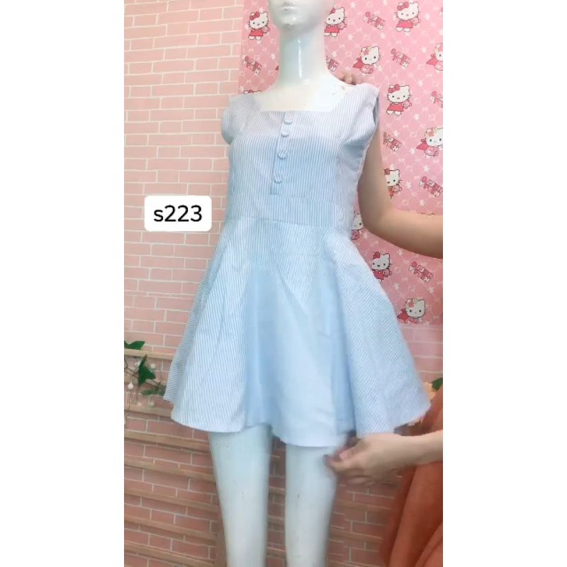 đầm xoè tiểu thư hoạ tiết sọc size S-XS. S223