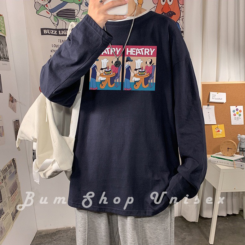 Áo Tay Dài Ulzzang Nam Unisex From Rộng - TD38 HEAVY - Chât Thun Cotton Mềm Mát - Oversize < 75kg - Áo Phông Nam