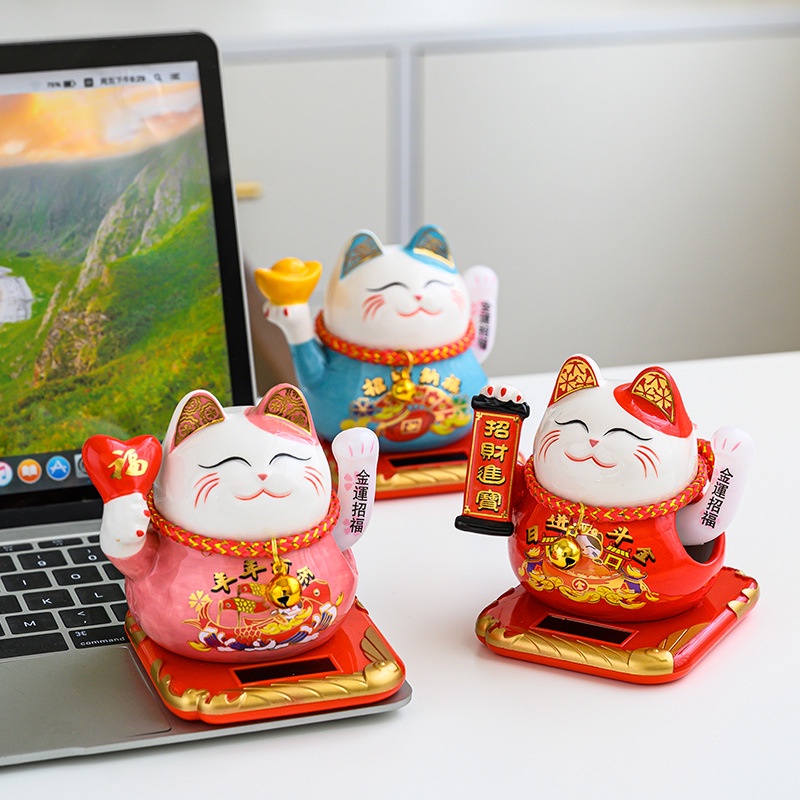 Heo Đất Tiết Kiệm Mèo Thần Tài 4,5inch Mang May Mắn Năm Mới