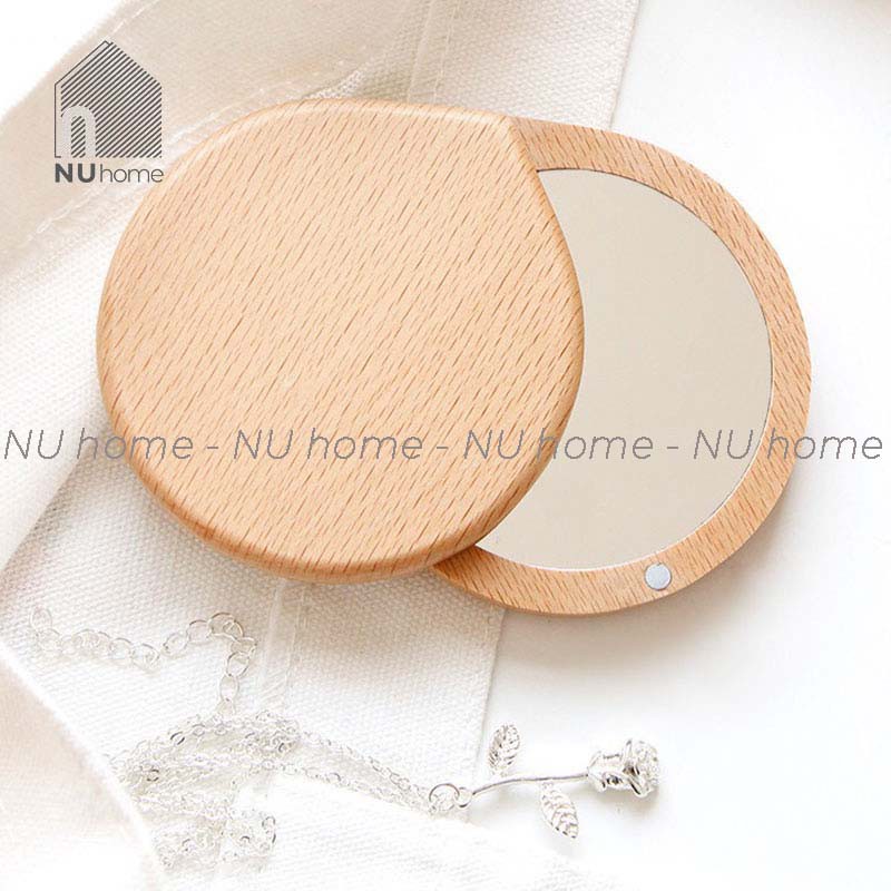 nuhome.vn | Gương trang điểm bỏ túi mini bằng gỗ Teki, gương được thiết kế nhỏ gọn, mộc mạc và đẹp mắt