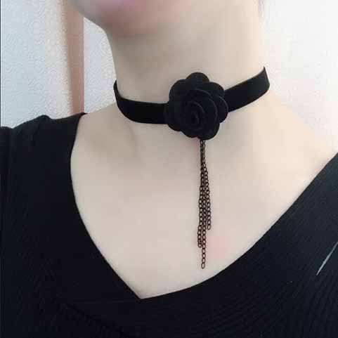 One Vòng Cổ Choker Phối Ren Màu Trắng / Đen Thời Trang Cho Nữ