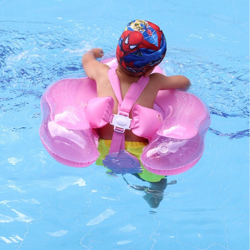 Phao bơi chống lật màu hồng/xanh dương an toàn cho bé.