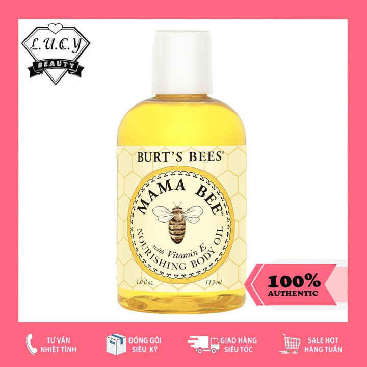 Hàng USA- Dầu Massage Giảm Rạn Cho Mẹ Bầu Burt's Bees Mama Bee Nourishing Body Oil 115ml