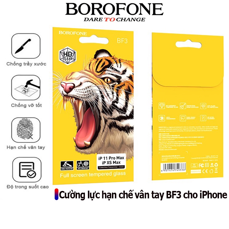 Kính cường lực BOROFONE BF3 HD full màn - Chính hãng