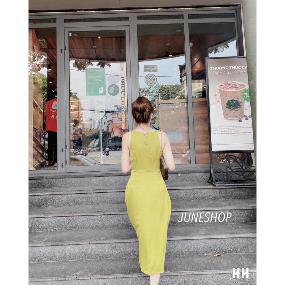 Váy Cốm Cổ Yếm Chun Ngực Chất Lụa Mềm Tôn Dáng