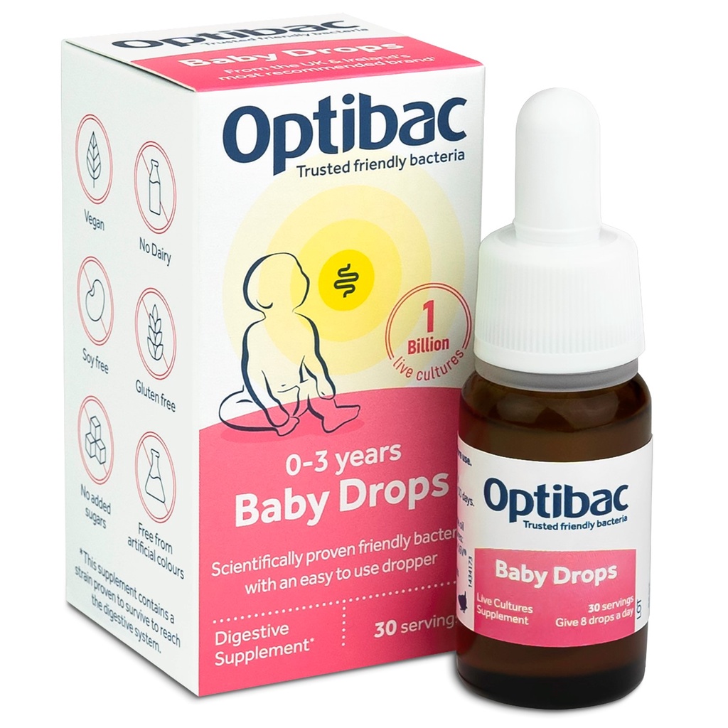 Men vi sinh Optibac Probiotics Baby Drops, bảo vệ đường ruột, tăng đề kháng dạng giọt sử dụng trong 30 ngày 10ml