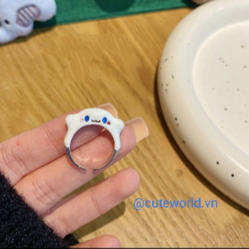 Nhẫn Chó Cinnamoroll và Mèo Kuromi Kitty Sắc Màu