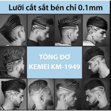 Tông đơ KEMEI KM-1949 cao cấp không dây toàn thân là hợp kim nhôm không gỉ chuyên dùng chấn viền, cạo viền, khắc tóc