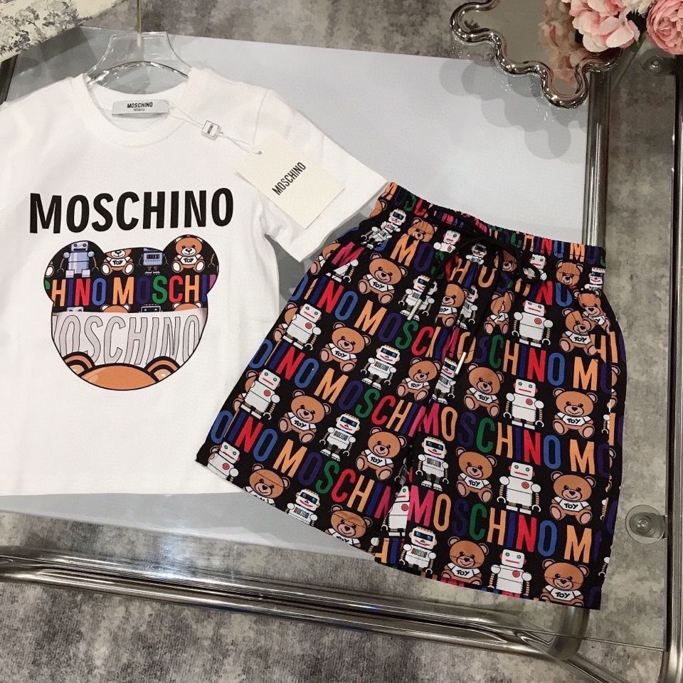 MOSCHINO Set Áo Thun Ngắn Tay + Quần Short Thời Trang Cho Bé Trai