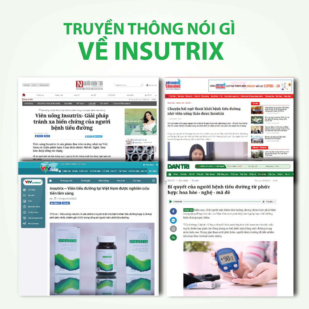 Viên Uống Thảo Dược: Nghệ, Hoa Hòe, Lá Mã Đề Hỗ Trợ Giảm Đường Huyết CELLCHAIN INSUTRIX 90 Viên (Hũ)
