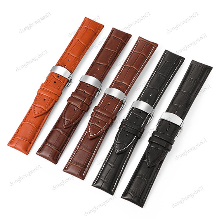 Dây Đeo Đồng Hồ Bằng Da 18 / 20 / 22 / 24mm Dành Cho Nam Và Nữ