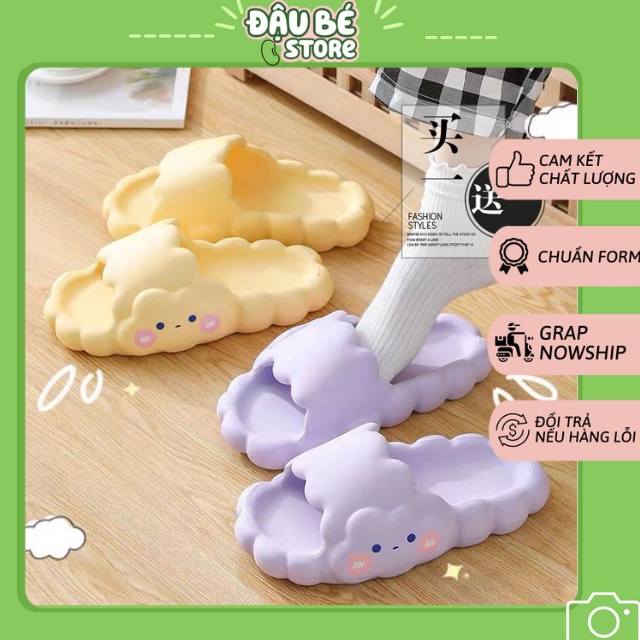 Dép Bánh Mì Nữ Đám Mây Hoạt Hình Ulzzang Cute - Dép Quai Ngang Nữ Unisex Ngộ Nghĩnh Đế Mềm Chống Trơn - Daube - D047