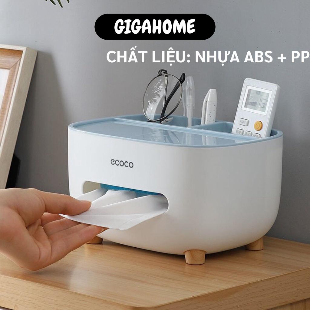 Hộp Đựng Khăn Giấy Ecoco GIGAHOME Hộp Giấy Ăn Để Bàn Sang Trọng Có Ngăn Để Đồ Đa Năng 1039