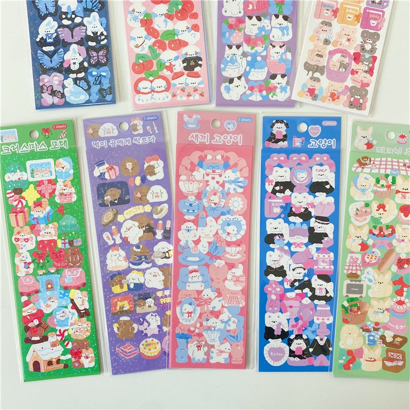 Zanmo nhãn dán sticker hình dán trang trí ảnh idol động vật kim tuyến lấp lánh decor toploader