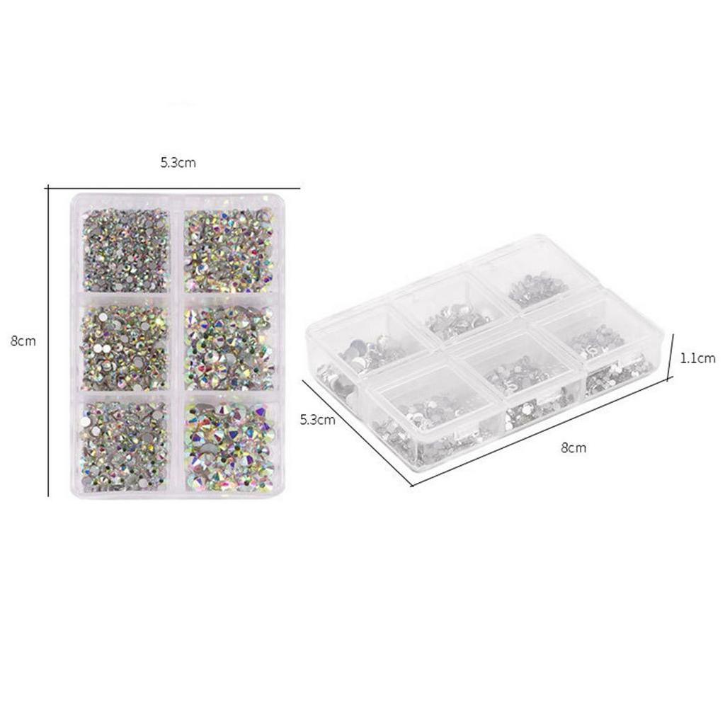 Hộp 6 Ngăn Đựng Đá Lấp Lánh Trang Trí Móng Tay Nghệ Thuật Lưng