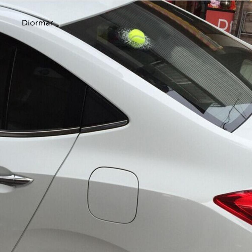 Miếng dán 3D hình quả bóng tennis dán trang trí thân &amp; cửa sổ xe hơi