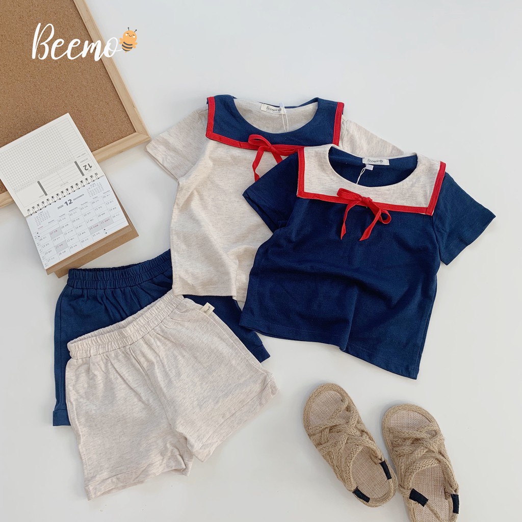 Set trang phục cotton bé trai/bé gái thủy thủ Beemo - 21B005
