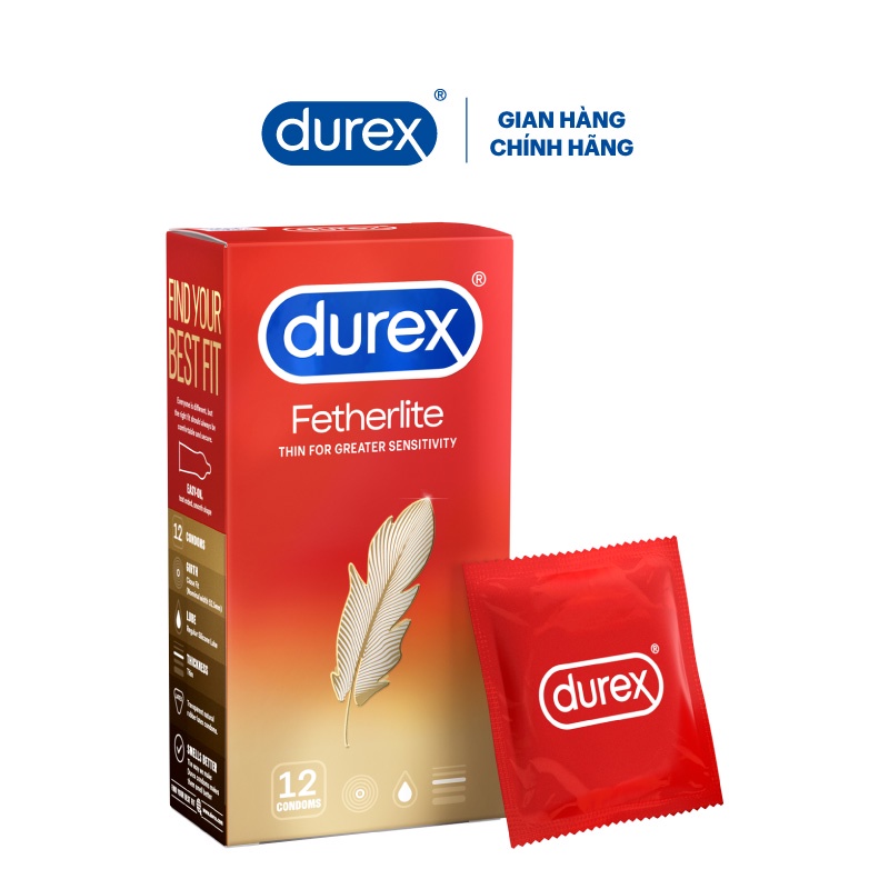 Bộ 2 Bao cao su Durex Fetherlite (12 bao/hộp) + Tặng 1 hộp Durex Sensual Strawberry (3 bao/hộp)