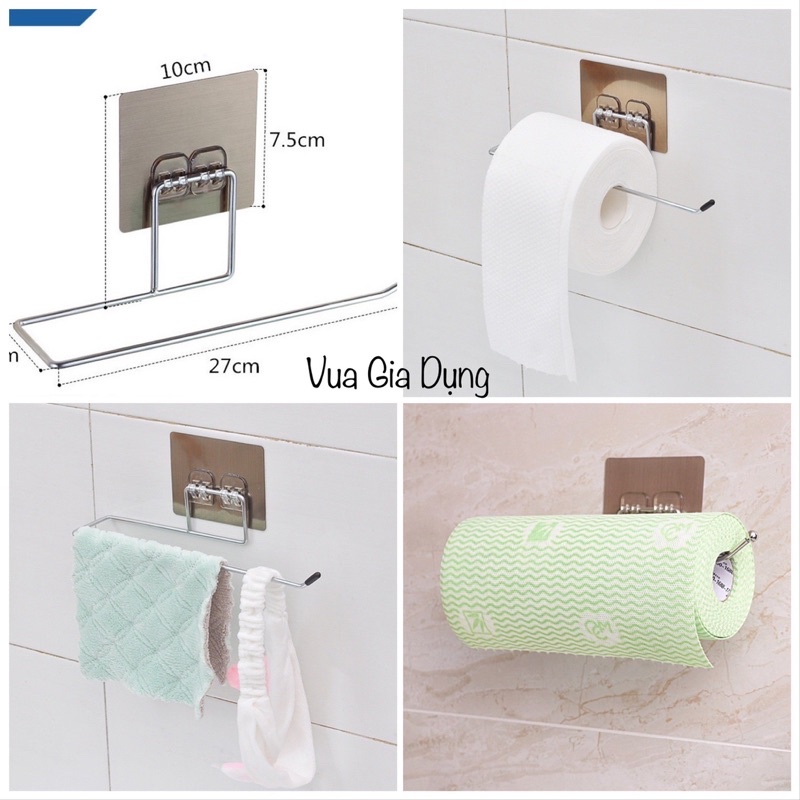 Móc Inox Dán Tường Treo Cuộn Giấy Vệ Sinh, Khăn Lau Bếp, Khăn Tắm/ Giá Đỡ Treo Đồ Dán Tường