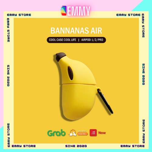 Vỏ ốp Case Airpod 1/2/pro tai nghe bluetooth đẳng cấp, độc đáo, cao cấp, dễ thương,cute - CHUỐI - EMMy
