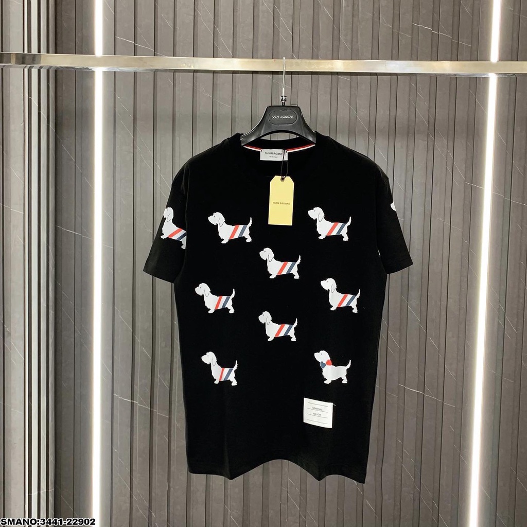 Áo Phông Nam Thom Browne In Hình Chú Chó Cực Chất - Áo Thun Cổ Tròn Nam Nữ Thom Browne Chất Cotton Cao Cấp