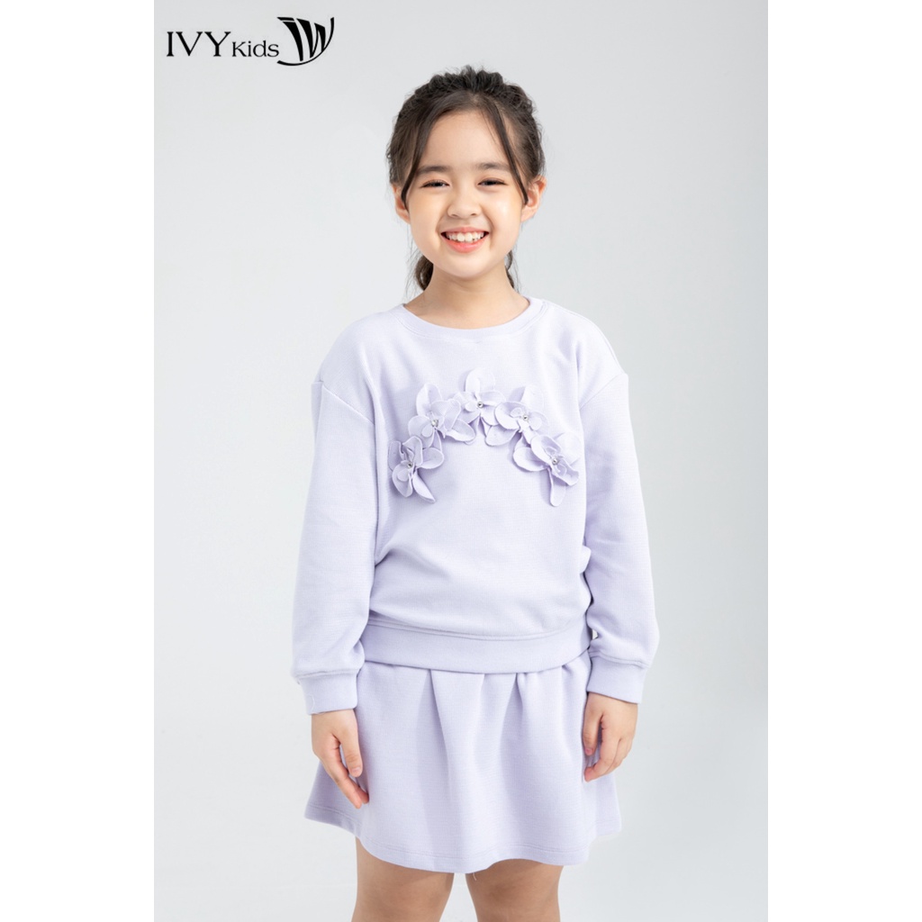 Áo thun đính hoa nổi bé gái IVY moda MS 58G1074