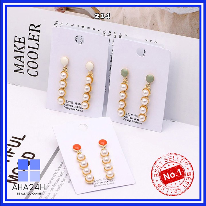 BÔNG TAI THỜI TRANG FORM DÀI MIX NGỌC TRAI NHÂN TẠO SÀNH ĐIỆU AH214
