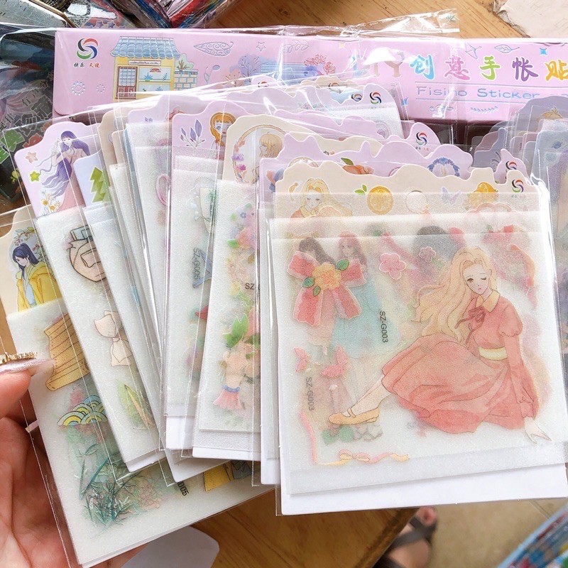 sỉ hộp dán trang trí kiểu retro ( hộp 40 gói, gói 4 tờ)