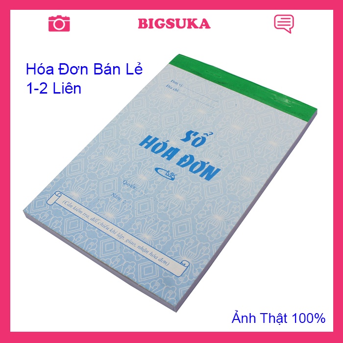 Hóa đơn bán lẻ 1/2/3 liên 13x19mm xấp 100 tờ BIGSUKA