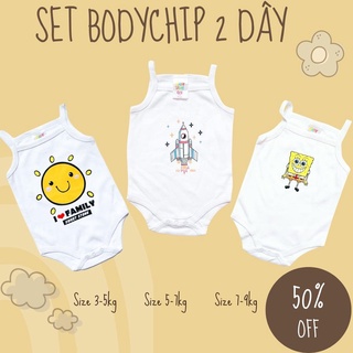 Set 2 bộ liền thân 2 dây bodysuit cho bé trai bé gái