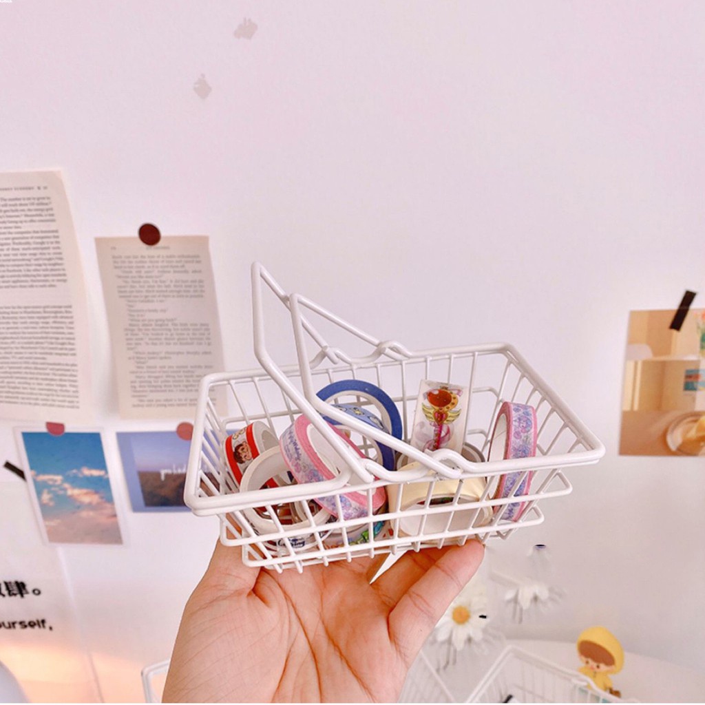 Giỏ sắt trắng đựng đồ phụ kiện chụp ảnh washi tape đa năng , trang trí cửa hàng, decor bàn học 3 size