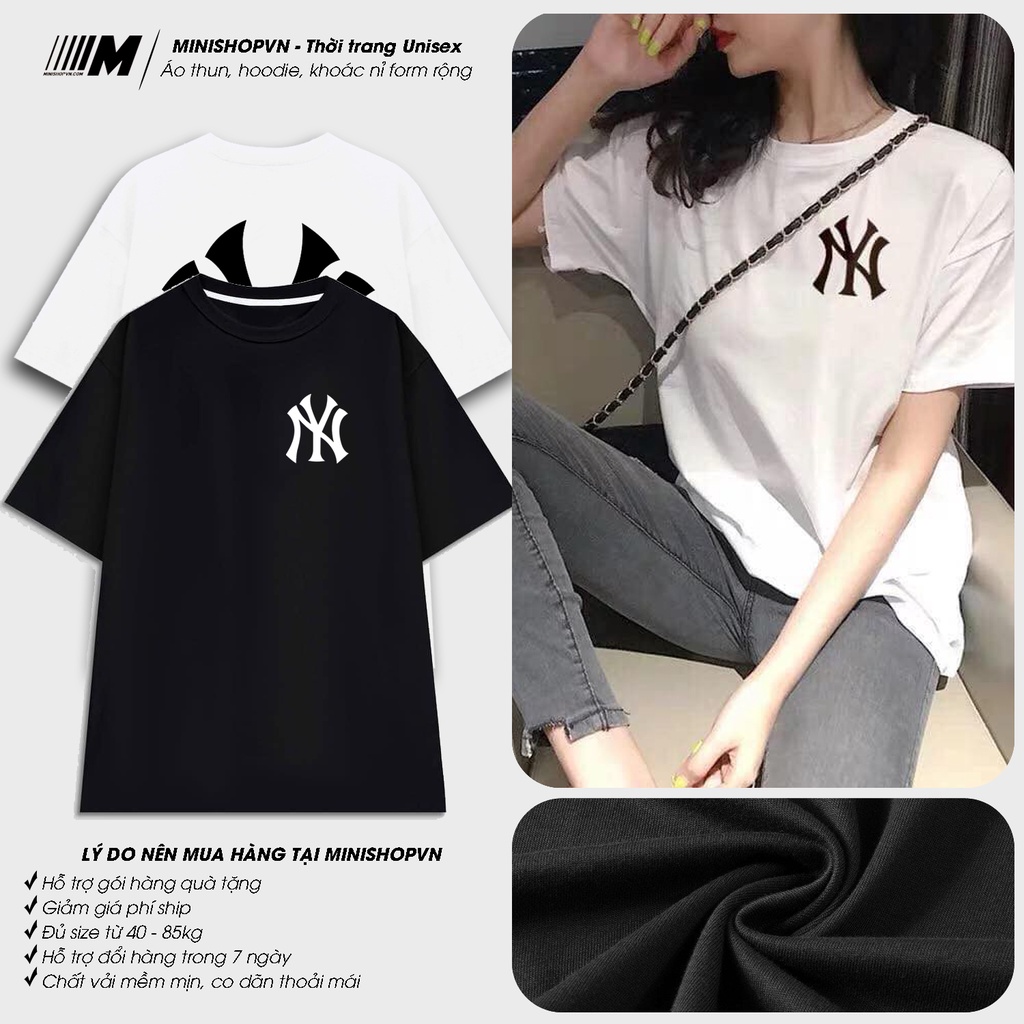 Áo thun unisex mlb Nam Nữ Tay Lỡ From Rộng Chất Cotton Cao Cấp Mềm Mát Năng Động Cá Tính MINISHOPVN