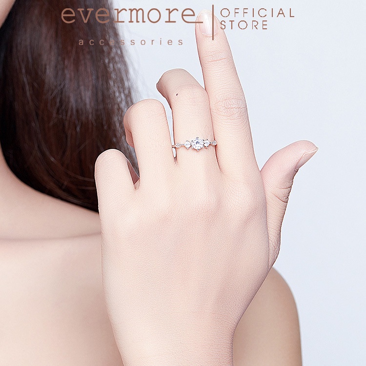 Nhẫn bạc Ý 925 đính đá 5 ly Cinderella EVERMORE thanh lịch, cổ điển - N025