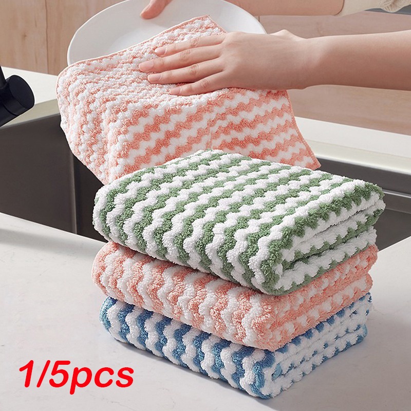 Set 1 / 5 Khăn Lau Chén Dĩa Đa Dụng Cho Nhà Bếp