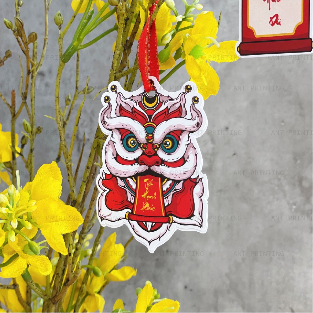 Set 10 tag treo quà Tết hình lân