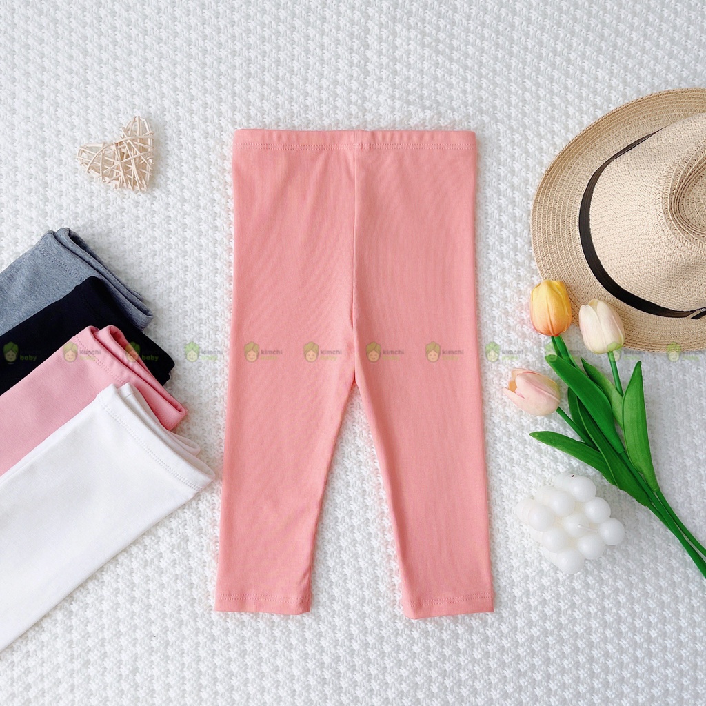 Leggings Cotton Spandex Cho Bé Gái Co Giãn 4 Chiều Bo Gấu, Quần Dài Cho Bé Mặc Đi Chơi, Đi Học LGD2201