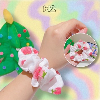 ( h2storee ) Chun buộc tóc Scrunchies hoa quả dâu