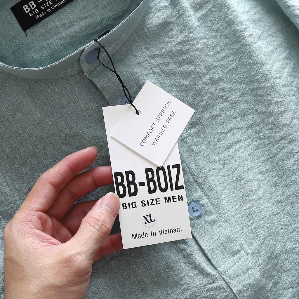 [bigsize <130kg] Áo sơ mi nam tay ngắn cổ trụ big size vải đũi | BigBuy360 - bigbuy360.vn