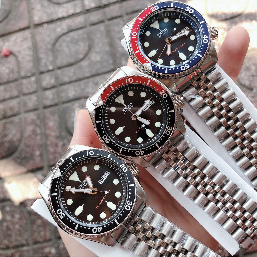 Đồng Hồ Nam Seiko Pepsi Dirver200 SKX009K2 Dây Thép Máy Cơ