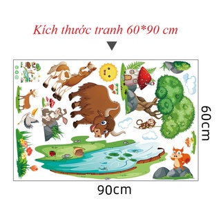️🎶️🎶Tranh decal dán tường RÙA VÀ THỎ cho bé - Decal dán tường️🎶️🎶