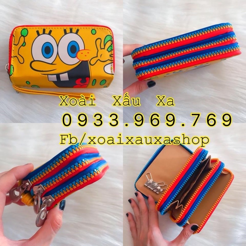 Ví tiền hoạt hình dây kéo đoraemon, spongbob, b-duck