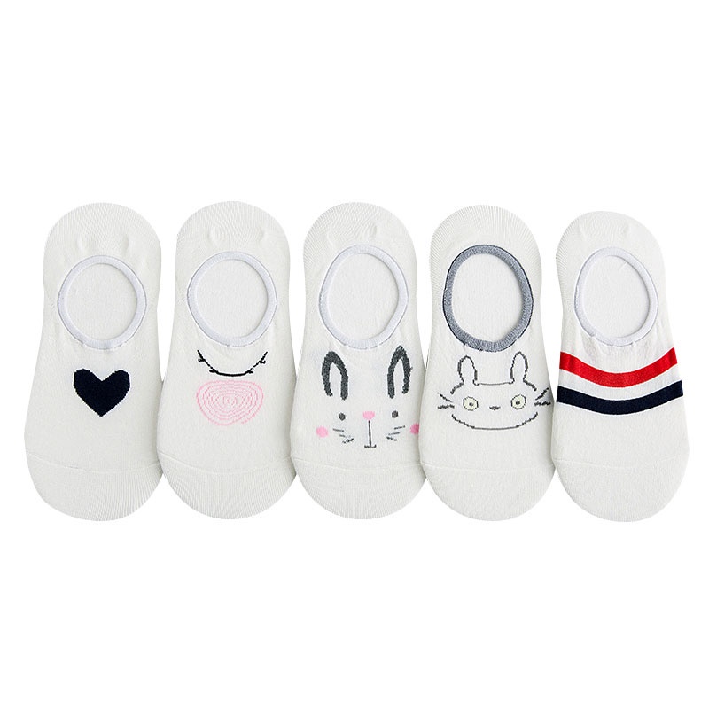 Vớ cotton ECMLN cổ thấp họa tiết trái tim động vật chống trượt thời trang dành cho nữ